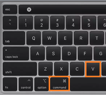macOS Paste Keyboard Shortcut Command plus V Key